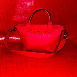 Red lambskin longchamp Handbag